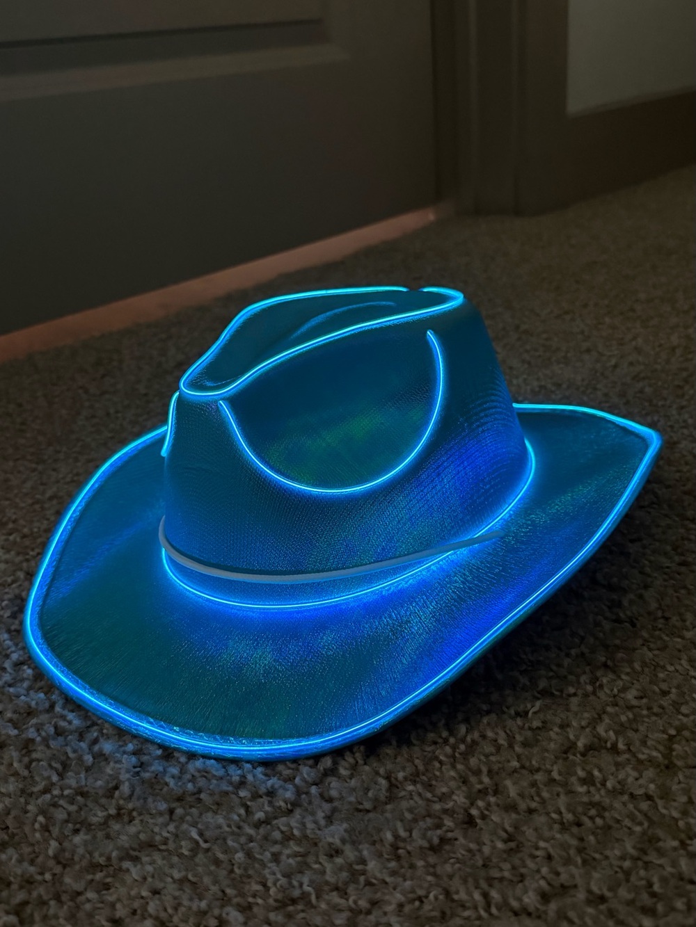 Neon LED Blue Cowboy Hat - Men Accessories